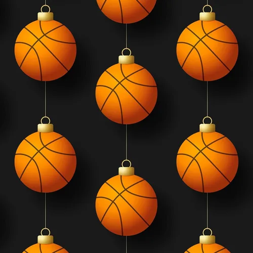 Vista 2 de Bonito papel de regalo de baloncesto grueso, adorno de Navidad, decoración de fiesta de vacaciones (rollo de 6 pies x 30 pulgadas)