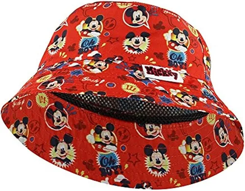 Vista 2 de Disney Mickey Mouse 6014 - Sombrero de cubo rojo para niño, Rojo, talla única