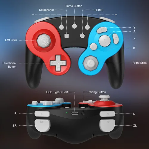 Vista 7 de FASIGO Controlador de interruptor inalámbrico para Nintendo SwitchLiteOLED, controlador Switch Pro con doble vibracióncontrol de movimientofunción