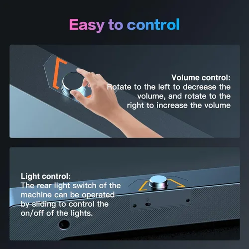 Vista 4 de Elimavi Altavoces de computadora para PC de escritorio, altavoces de 2.0 canales con iluminación LED estática y control de volumen, con una entrada