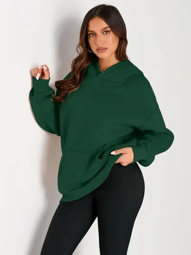 Vista 2 de EFAN - Sudadera con capucha para mujer - Sudadera de vellón sobredimensionada con mangas largas para otoño e invierno, ropa de moda inspirada
