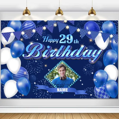Vista 111 de Dicodes Fondo de decoración de feliz cumpleaños número 100 color azul marino personalizado, cartel con purpurina, pancarta, suministros