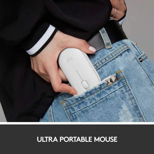 Vista 4 de Logitech Pebble - Ratón inalámbrico, Bluetooth o 2.4 GHz con mini-receptor USB, silencioso y delgado mouse de computadora con clic silencioso