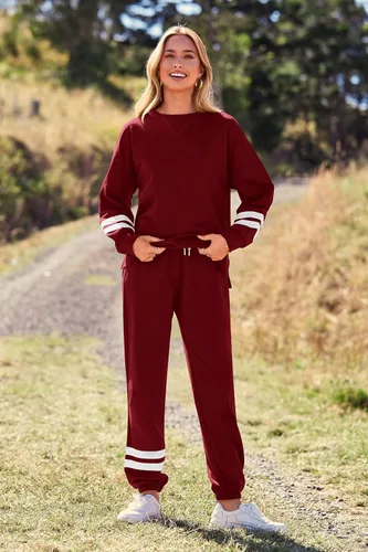 Vista 108 de Prettygarden - Conjunto de pijama de dos piezas para mujer, diseño de teñido anudado, sudadera informal de manga larga con pantalones largos, ropa