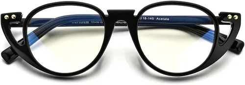 Vista 4 de HEPIDEM Marco de gafas de acetato para hombre, nuevo marco de gafas óptico retro redondo vintage, 9164 Negro