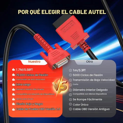 Vista 7 de Cable de prueba principal original OBD2 de Autel, conector de diagnóstico de 16Pin OBDII OBD 2 Solo para MaxiCOM MK900, MaxiCheck MX900, MaxiPRO