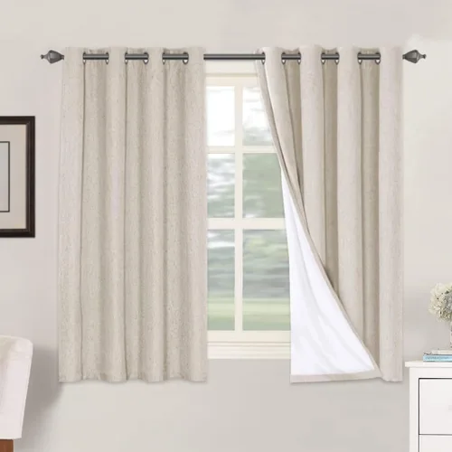Vista 212 de H.VERSAILTEX Cortinas 100% opacas con aislamiento térmico, texturizadas, de lino, con bloqueo completo de calor y luz, para sala de estar y Negro