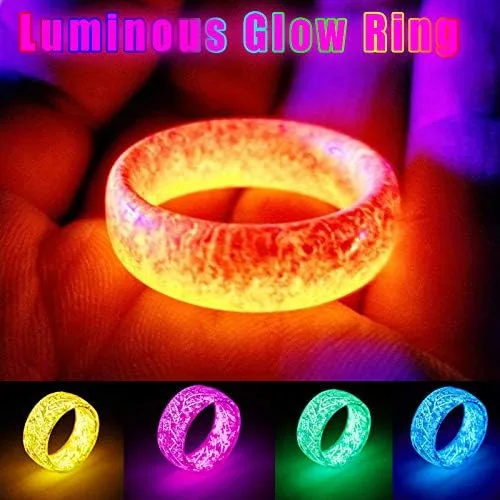Vista 4 de Anillo luminoso que brilla en la oscuridad, anillo unisex para decoración fluorescente, adornos de joyería para mujeres y hombres, azul