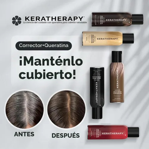 Vista 9 de Keratherapy Spray corrector de raíces grises con infusión de queratina, marrón claro, 3 onzas, 4.0 fl oz, spray para ocultar raíces grises, terapia