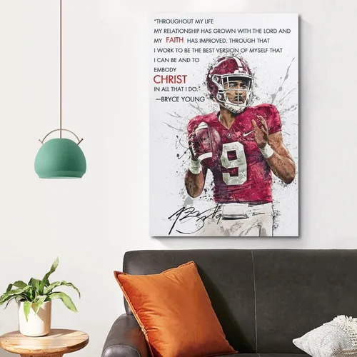 Vista 4 de ACEY Póster motivacional de jugador de rugby de Bryce Young inspirador para niños, dormitorio, habitación de adolescentes, imagen colgante. Sin