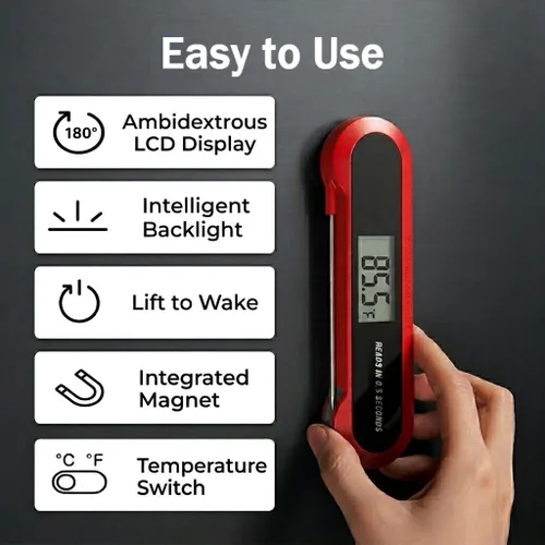 Vista 5 de Termómetro profesional 3 veces más rápido de 0.5 segundos para carne de lectura instantánea, digital, alta precisión ± 0.5 °F, impermeable IP67