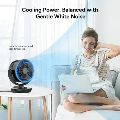 Vista 6 de DR.PREPARE Ventilador circulador de aire oscilante para dormitorio, ventilador de mesa potente de 11.3 pulgadas de altura, oscilación automática