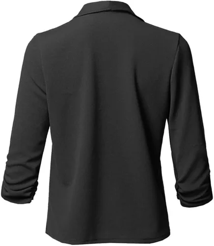 Vista 2 de Chaqueta casual para mujer para el trabajo la oficina drapeada parte delantera abierta talla grande color liso fruncido manga 34 Beige