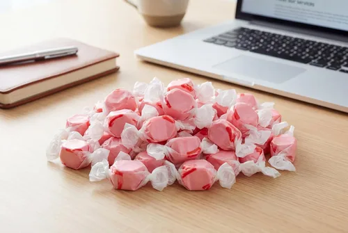 Vista 3 de Cinnamon Salt Water Taffy 1 lb Gourmet Chewy Candy Individually Wrapped