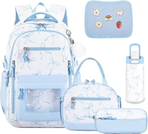 Vista 16 de 4PCS Girls Backpack Pin Display Ita Bag with Lunch Box B-negro Bloom
