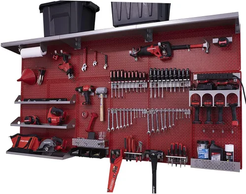 Vista 33 de OmniWall Weekend Warrior XL - Sistema de organización de pared de metal (negro/azul)