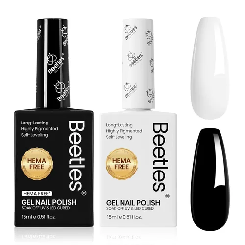 Vista 8 de Beetles - Esmalte de gel blanco, 0.5 onzas líquidas, tamaño completo, sin A - Creme White Hema Free white Rhythm