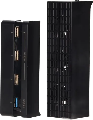 Vista 3 de Ventilador de refrigeración y concentrador USB para PS4 Slim, enfriador controlado por sensor de temperatura automático y adaptador divisor USB