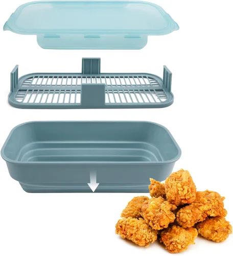 Vista 12 de COOK WITH COLOR Tazón Plegable para Rebozar - Recipiente Agitador para Rebozar Sin Ensuciar - Ideal para Pescado Frito, Pollo Frito, Aros de Negro