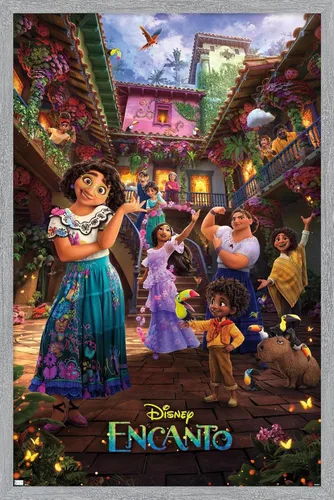 Vista 8 de Trends International Disney Encanto - Póster familiar de una hoja, 22.4 pulgadas de largo x 14.7 pulgadas, versión enmarcada de madera de granero