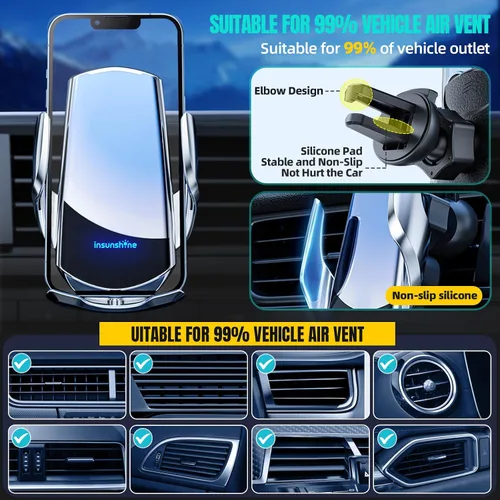 Vista 6 de Cargador inalámbrico para automóvil, carga rápida de 15 W, sujeción automática de carga rápida, soporte de teléfono con detección, apto para iPhone