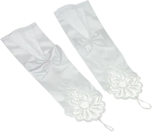 Vista 4 de De la Mujer Fingerless Stretch Satén Encaje para Novia guantes para Boda Fiesta Formal