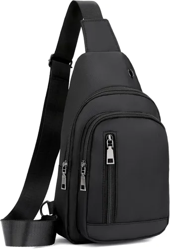Vista 7 de Seoky Rop - Mochila tipo bandolera para hombre y mujer, pequeña, para el pecho y el hombro, para viajes, senderismo, mochila de día, Negro, Mochilas
