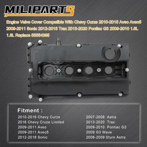 Vista 2 de Cubierta de válvula de motor compatible con Chevy Cruze 2010-2016 Aveo Aveo5 2009-2011 Sonic 2012-2018 Trax 2013-2020 Pontiac G3 2009-2010 1.6L 1.8L