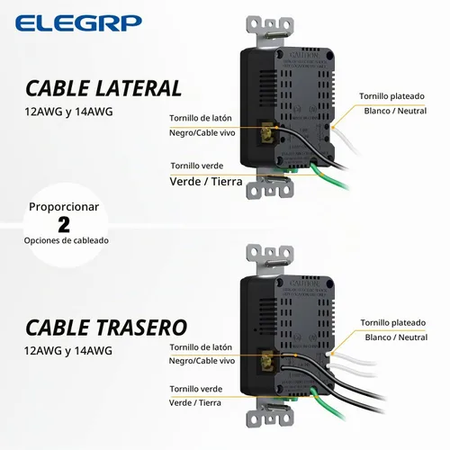 Vista 9 de ELEGRP Cargador USB de pared, receptáculo USB con puertos USB tipo A y tipo C, enchufe dúplex de 15 amperios resistente a manipulaciones NEMA 5-15R