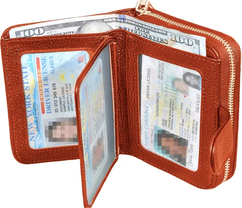 Vista 3 de Beurlike billetera de cuero, con tarjetero con bloqueo RFID, organizador, billetera segura para mujer