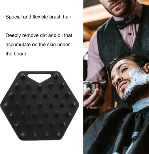 Vista 3 de Diydeg Exfoliante de silicona para barba para hombres, exfoliante y cepillo para el cabello, limpia profundamente, desobstruye los poros, promueve