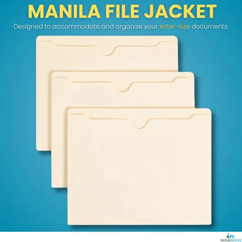 Vista 2 de 1InTheOffice Chaqueta de archivo, expansión de 2 pulgadas, almacenamiento de archivos Manila, tamaño carta, paquete de 50