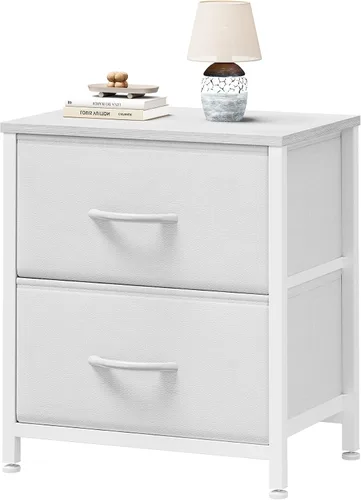 Vista 19 de Sweetcrispy - Mesita de noche pequeña con 2 cajones de tela, mesa auxiliar para dormitorio, para mesita de noche de 20 pulgadas de alto para Negro