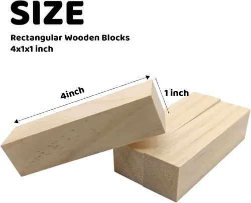 Vista 2 de MUXGOA 12 bloques de madera para tallar, bloques de corte sin terminar de 4 x 1 x 1 pulgadas, cubos de madera rectangulares para hacer manualidades