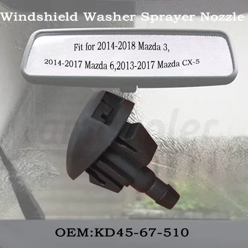 Vista 3 de Boquilla para limpiaparabrisas Accesorio de posventa para Mazda 3 2014-2018, Mazda 6 2014-2017, Mazda CX-5 2013-2017. OEM #: KD45-67-510 (2 piezas)