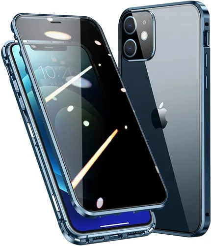 Vista 10 de Funda de bloqueo de seguridad para iPhone 12 Mini de 5.4 pulgadas, antiespías, protector de lente de cámara integrado, cubierta magnética Negro