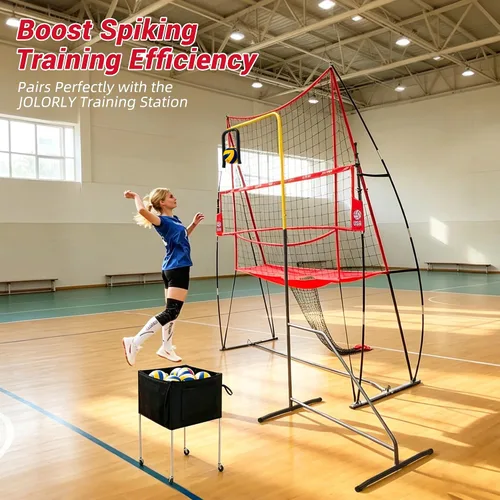 Vista 9 de Entrenador de púas de voleibol, altura ajustable, equipo de práctica individual para ajustar, pinchar, golpear, servir, recarga fácil de bola, base