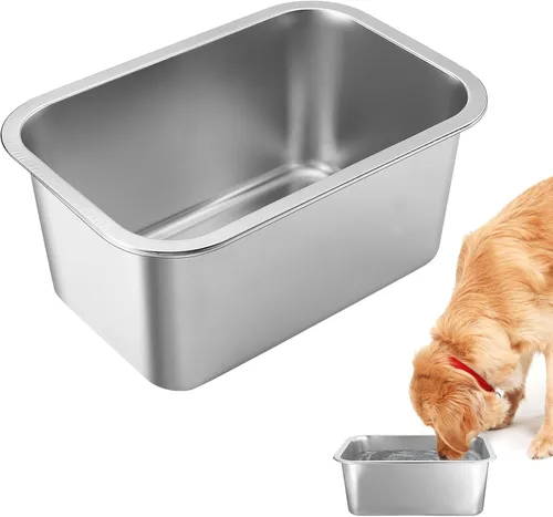 Vista 8 de Cuencos grandes para perros de 1.5 galones, tazón de acero inoxidable de grado alimenticio para agua y comida para perros, sin derrames, alta