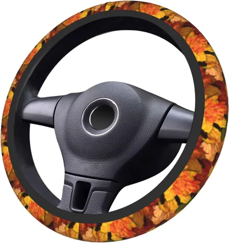 Vista 4 de Fall Leaves - Funda para volante, antideslizante, duradero, accesorios para automóvil, universal, 15 pulgadas Non Slip Durable