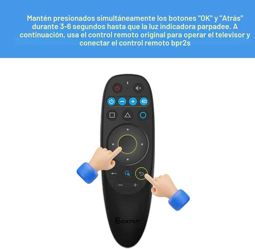 Vista 6 de BOXPUT BPR2S BT Control remoto de voz Air Mouse de repuesto con soporte de giroscopio de 6 ejes, aprendizaje IR TV, 4 teclas, aislamiento IR