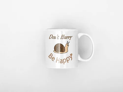 Vista 7 de Taza Don't Hurry Be Happy, diseño fresco de caracol, taza para amantes del café, café todo el día, café todos los días, Primero Café, relax, citas