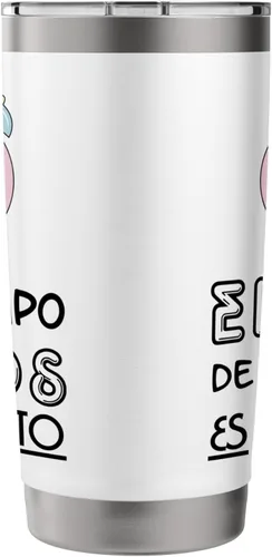Vista 2 de El tiempo de Dios es perfecto - Vaso aislado de acero inoxidable Blanco