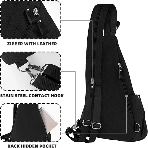 Vista 5 de Lovvento Bolso bandolera de lona para mujer, mochila cruzada pequeña para hombre, mochila casual para ciclismo, senderismo al aire libre