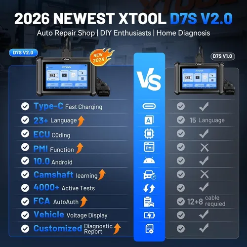 Vista 3 de XTOOL Herramienta de diagnóstico del escáner D7S OBD2 2026 Herramienta de escaneo bidireccional Ver. de D7 con ECU C0ding, prueba activa, FCA