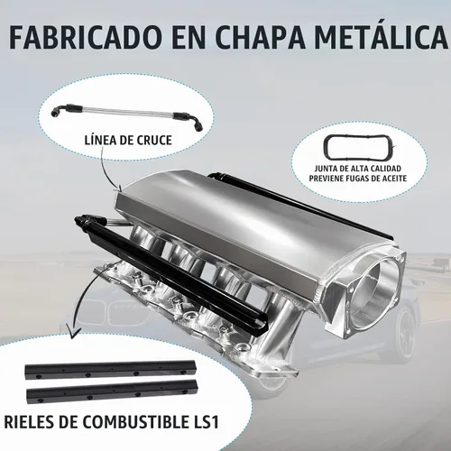 Vista 4 de Para LS LS1 LS2 LS6 Colector de admisión de perfil bajo Puerto Cathedral de 102 mm Compatible con Chevy GMC Pontiac de chapa de metal fabricada