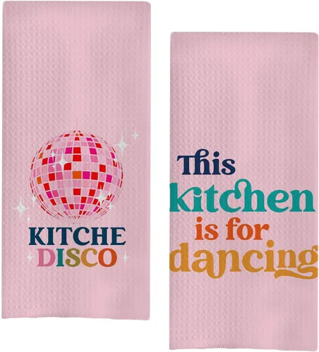 Vista 9 de Toallas de Cocina Coquette con Lazo Rosa Bola de Discoteca, Toallas de Mano Preppy Rosa para Baño, Decoración de Baño Coquette Preppy, Toallas