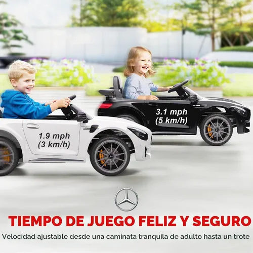 Vista 8 de Qaba Mercedes-Benz AMG GTR - Coche con licencia de 12 V para niños Negro