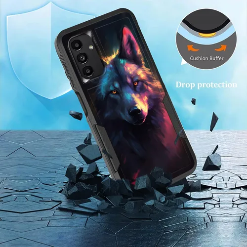 Vista 6 de Funda protectora para Galaxy A13 5G, doble capa híbrida resistente a prueba de golpes, policarbonato duro, silicona suave, TPU, funda protectora