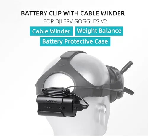 Vista 2 de BTG Clip de batería con bobinador de cable para DJI FPV Goggles V2 / DJI Avata Drone Goggles 2 Accesorios