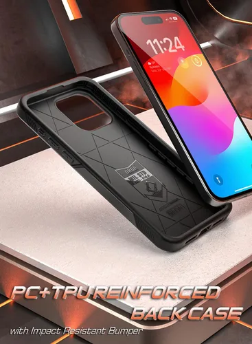 Vista 6 de Poetic Neon Series - Funda compatible con iPhone 15 Pro de 6.1 pulgadas (versión 2023), funda protectora de doble capa, resistente, resistente, Negro